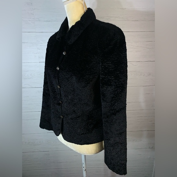 J Crew Plush Blazer Womens Size 6 Black Button Front Long Sleeves Collar - Picture 2 of 8